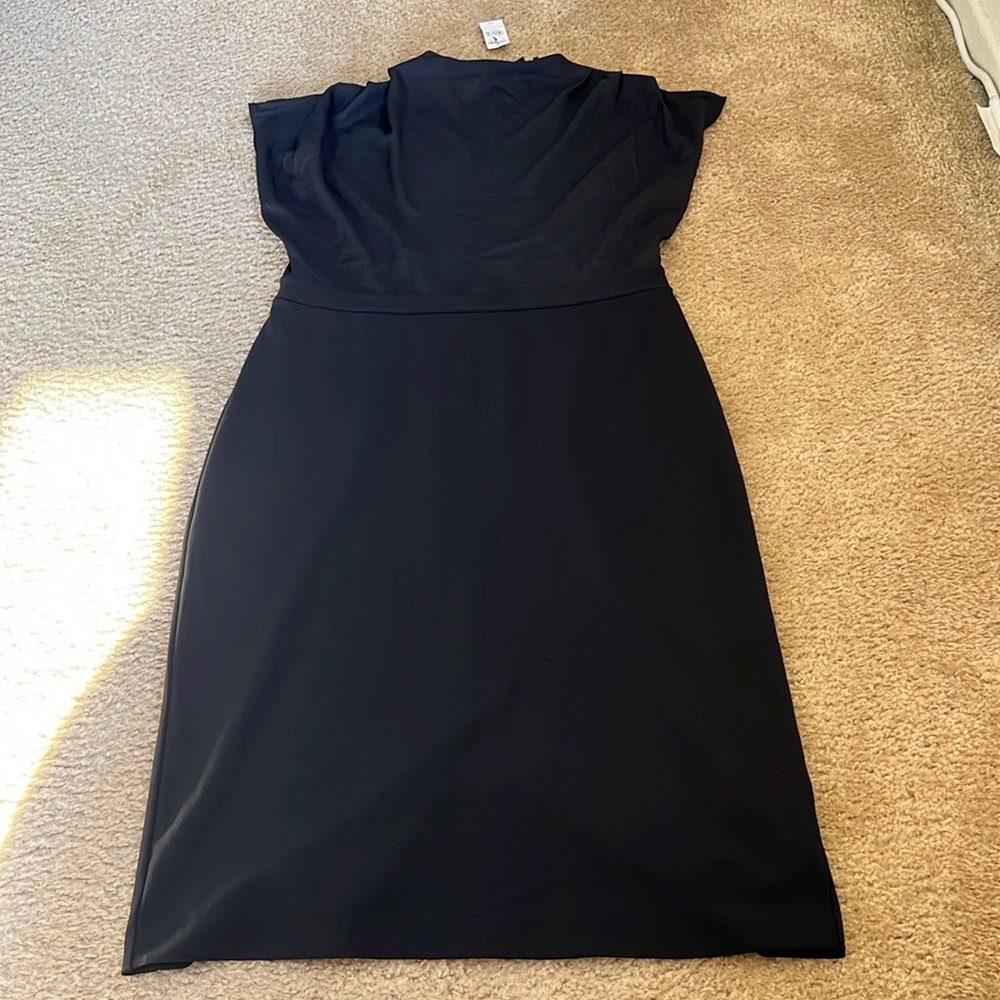 Express Draped Mock neck midi sheath dress
